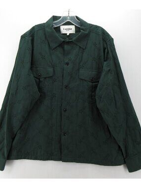 Corridor NYC Shirt Medium Button Up Eyelet Embroidered Flap Pockets